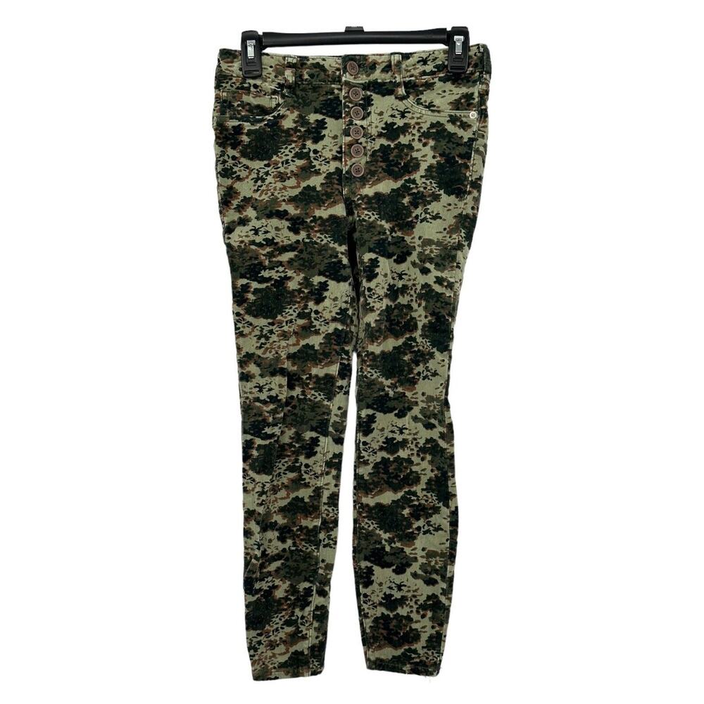 Pilcro Anthropologie Pants Womens 27 High Rise Corduroy Skinny Camo Button‎ Fly